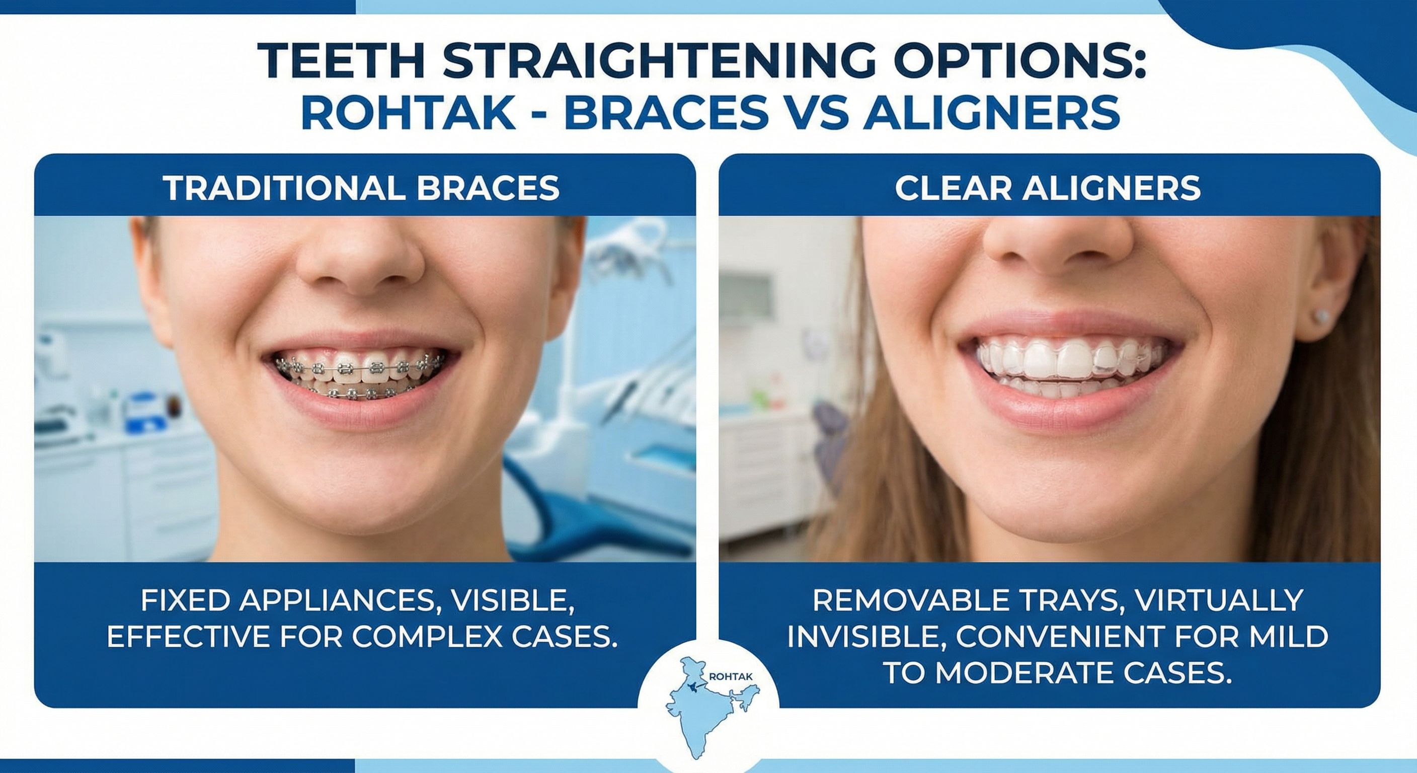 Teeth Straightening Options in Rohtak — Braces vs. Clear Aligners